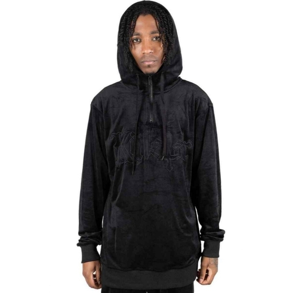 Killstar ✦ Fester Hoodie ✦ Black Velour Oversized Hood Pullover M Unisex NWT - Picture 2 of 7
